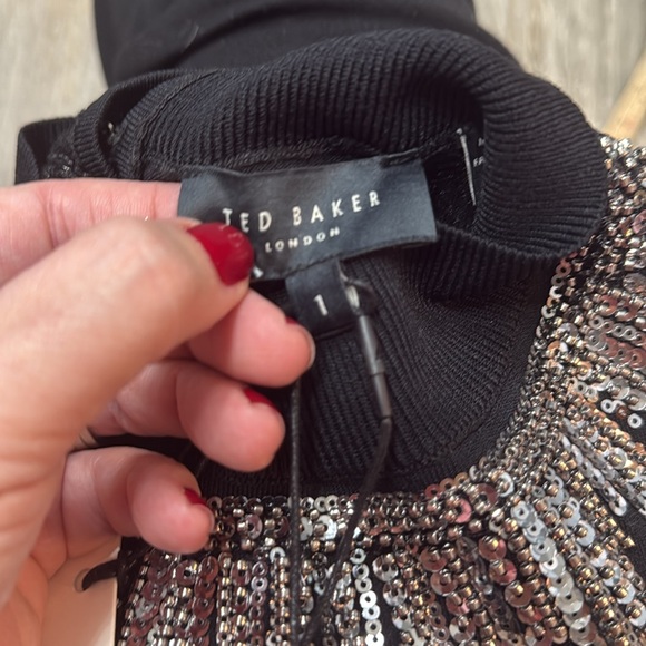 NWT TED BAKER London Embellished Sleeveless Knit Top Black Size 1 Stunning! - Picture 12 of 15